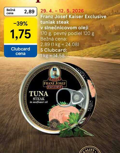 Franz Josef Kaiser Exclusive tuniak steak v slnečnicovom oleji 170 g