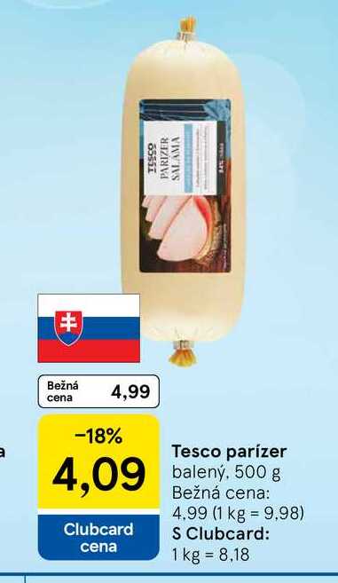 Tesco parizer balený, 500 g