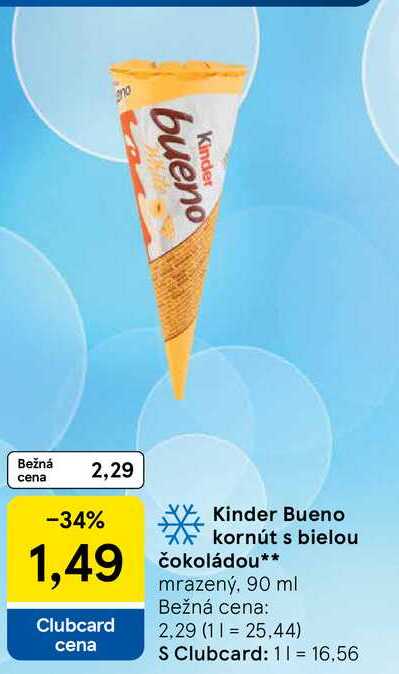 Kinder Bueno kornút s bielou čokoládou 90ml
