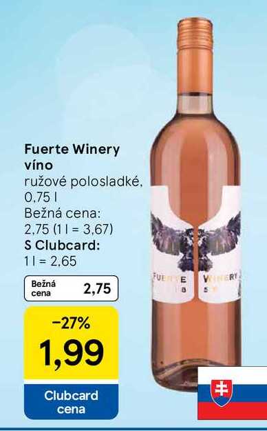 Fuerte Winery víno ružové polosladké, 0,75l