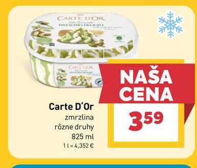 Carte D'Or zmrzlina rôzne druhy 825 ml 