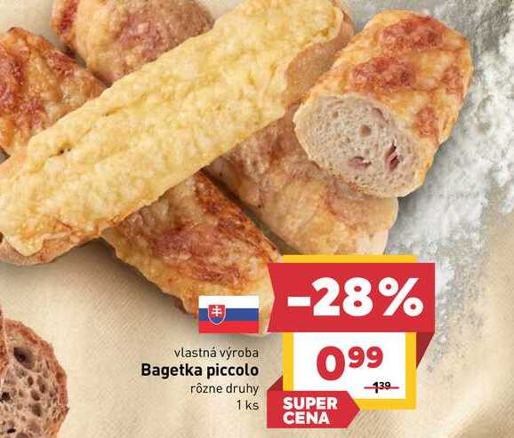 Bagetka piccolo rôzne druhy 