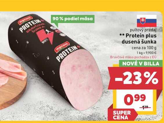 Proteín plus dusená šunka cena za 100 g 