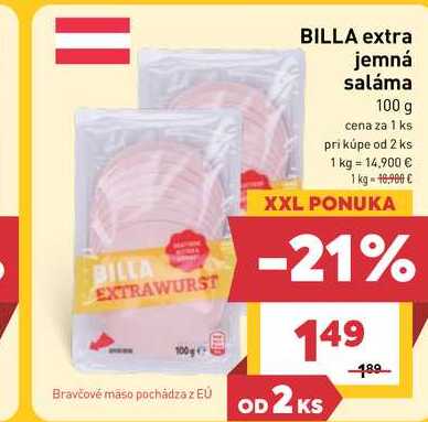 BILLA extra jemná saláma 100 g