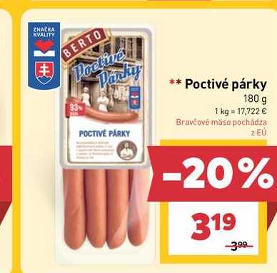 Poctivé párky 180 g 