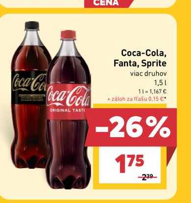 Coca-Cola 1,5 l, vybrané druhy 1.5l