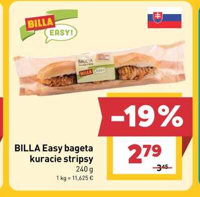 BILLA Easy bageta kuracie stripsy 240 g 