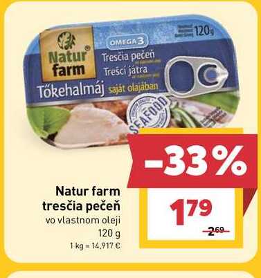 Natur farm tresčia pečeň vo vlastnom oleji 120 g
