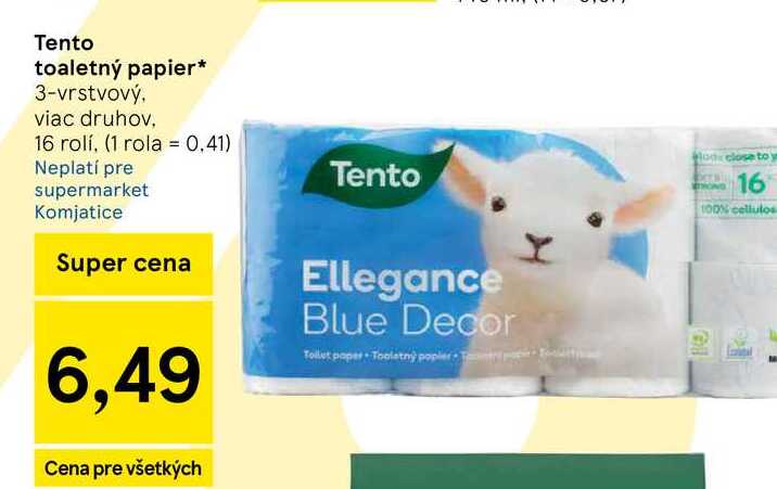 Tento toaletný papier 3-vrstvový, viac druhov, 16 rolí