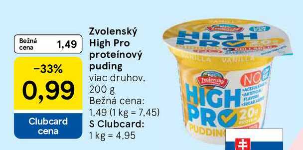 Zvolenský High Pro proteínový puding viac druhov 200 g 
