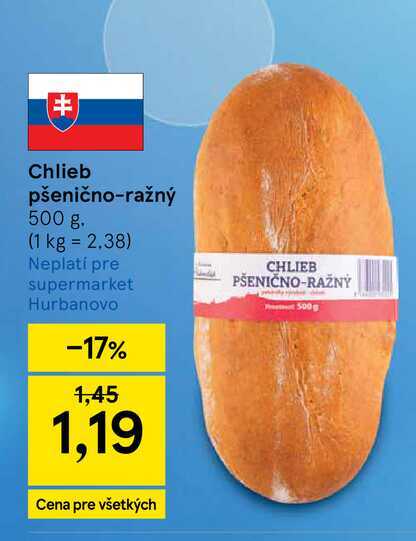 Chlieb pšenično-ražný 500 g v akcii