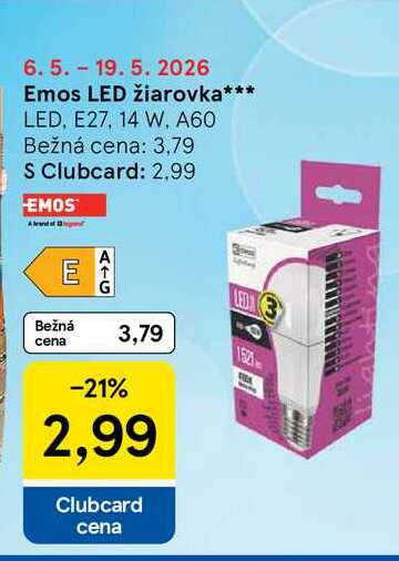 Emos LED žiarovka LED, E27, 14 W. A60 