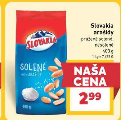 Slovakia arašidy pražené solené, nesolené 400 g 