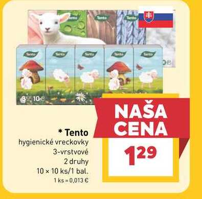 Tento hygienické vreckovky 3-vrstvové 2 druhy 10 x 10 ks/1 bal. 