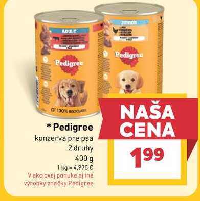 Pedigree konzerva pre psa 2 druhy 400 g 