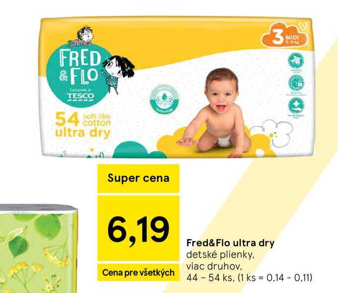 Fred&Flo ultra dry detské plienky. viac druhov 44-54 ks