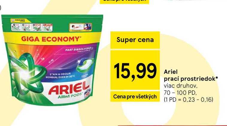 Ariel prací prostriedok viac druhov, 70 - 100 PD