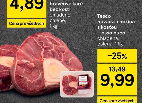 Hovädzia nožina s kosťou - osso buco chladená, balená, 1 kg