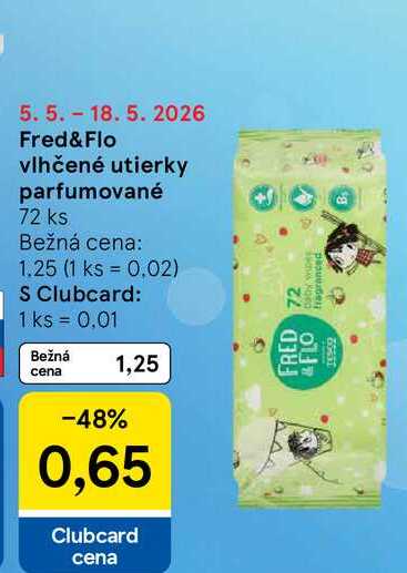Fred&Flo vlhčené utierky parfumované 72 ks