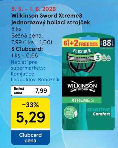 Wilkinson Sword Xtreme3 jednorazový holiaci strojček 8 ks