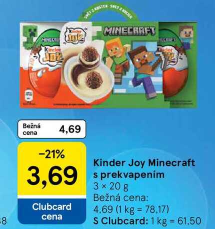 Kinder Joy Minecraft s prekvapením 3 x 20 g 