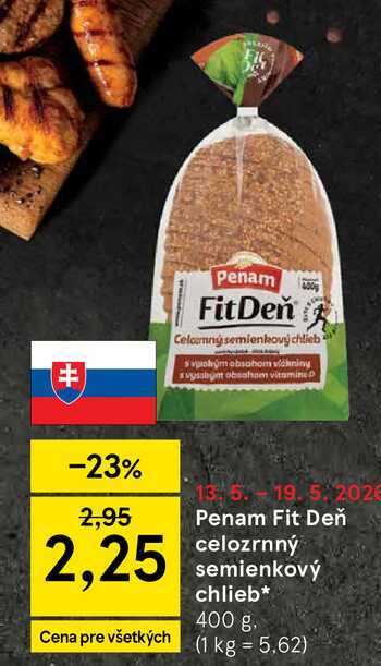 Penam Fit Deň celozrnný semienkový chlieb 400 g v akcii