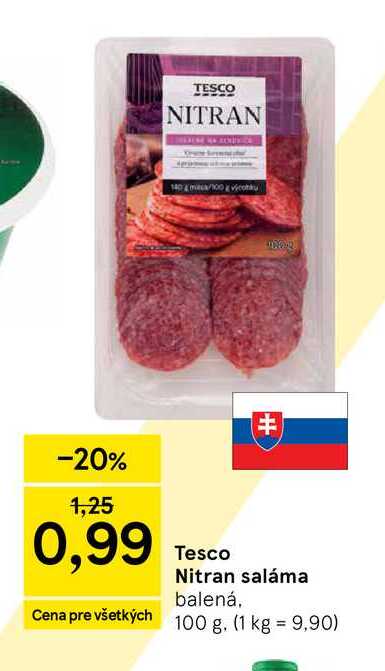 Tesco Nitran saláma balená 100 g