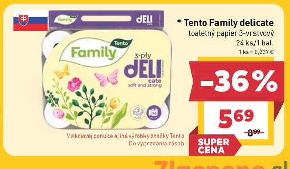Tento Family delicate toaletný papier 3-vrstvový 24 ks/1 bal.