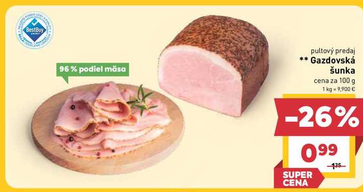 Gazdovská šunka cena za 100 g