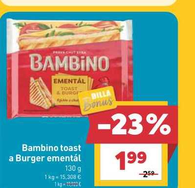 Bambino toast a Burger ementál 130 g