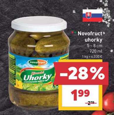 Novofruct uhorky 5-8 cm 720 ml