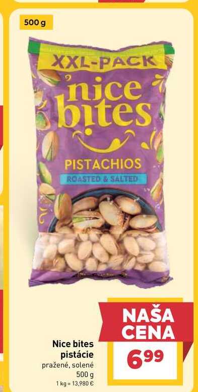 Nice bites pistácie pražené, solené 500 g 