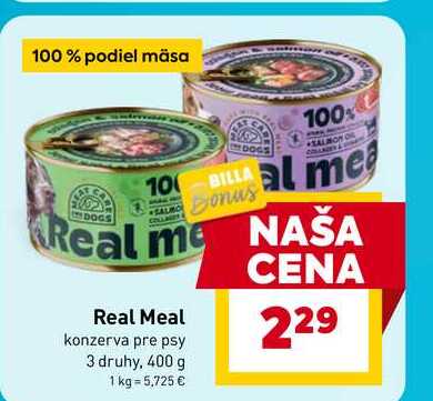 Real Meal konzerva pre psy 3 druhy, 400 g 
