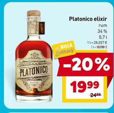 Platonico elixir rum 34% 0,7l v akcii