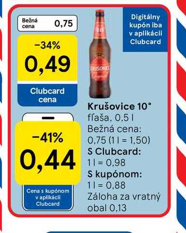 Krušovice 10° fľaša, 0.5L