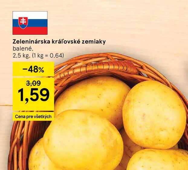 Zeleninárska kráľovské zemiaky balené, 2,5 kg