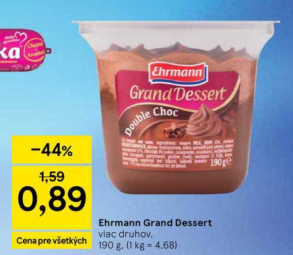 Ehrmann Grand Dessert viac druhov, 190 g