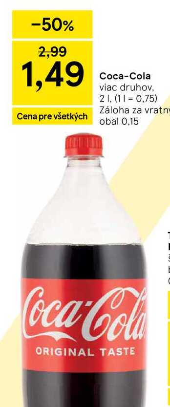Coca-Cola 2l, vybrané druhy