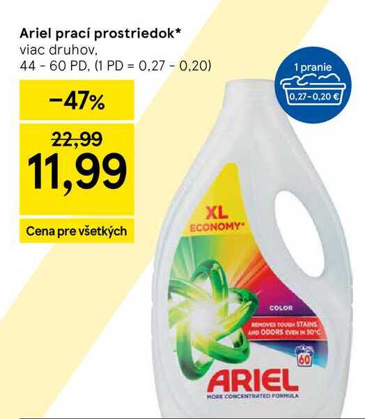 Ariel prací prostriedok viac druhov, 44-60 PD