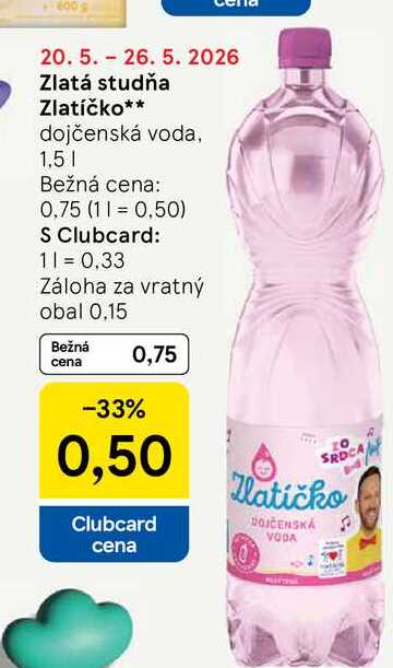 Zlatá studňa Zlatíčko dojčenská voda, 1,5l