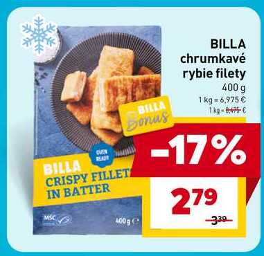 BILLA chrumkavé rybie filety 400 g
