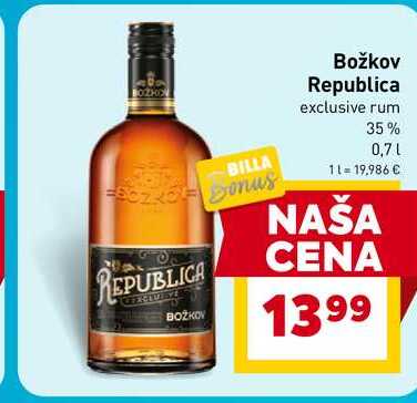 Božkov Republica exclusive rum 35% 0,7l