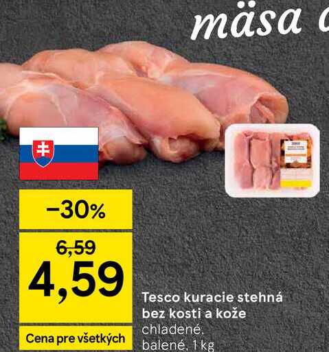 Tesco kuracie stehná bez kosti a kože chladené 1kg