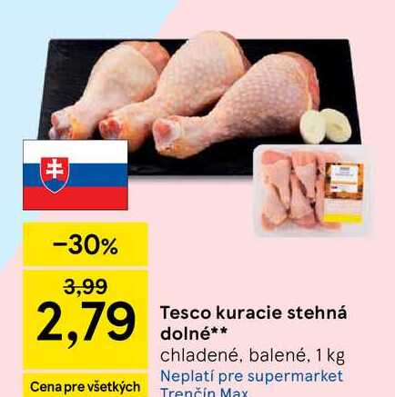 Tesco kuracie stehná dolné chladené, balené, 1 kg