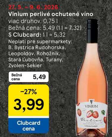 Vinium perlivé ochutené víno viac druhov 0,75 I  v akcii