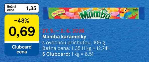 Mambo Mamba karamelky s ovocnou príchuťou, 106 g