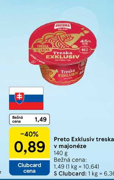 Preto Exklusiv treska v majonéze 140 g
