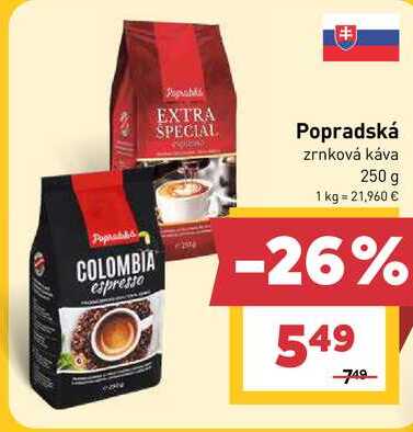 Popradská zrnková káva 250 g
