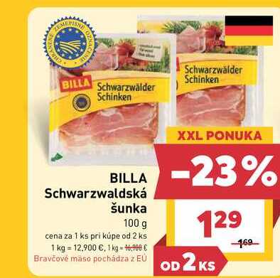 BILLA Schwarzwaldská šunka 100 g 