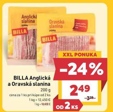 BILLA Anglická a Oravská slanina 200 g